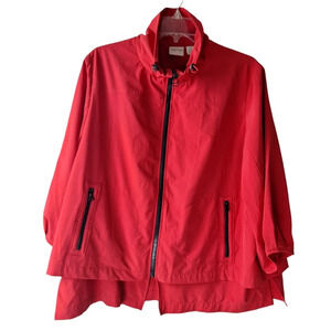 Chico's Zenergy XL/16 Neeta Pleat Sleeve Red Full Zip Lightweight Jacket Pockets